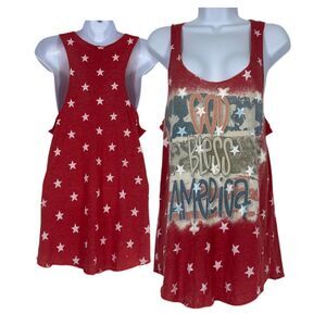 Alternative Graphic Racerback Tank Top Americana Flag L Y2k Grunge